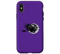 Sorcière Volante Assise à Cheval sur Un Balai Devant la Lune Art Coque pour iPhone X/XS