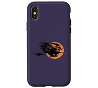 Sorcière Volante Assise à Cheval sur Un Balai Devant la Lune Art Coque pour iPhone X/XS
