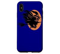 Sorcière Volante Assise à Cheval sur Un Balai Devant la Lune Art Coque pour iPhone XS Max