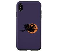 Sorcière Volante Assise à Cheval sur Un Balai Devant la Lune Art Coque pour iPhone XS Max