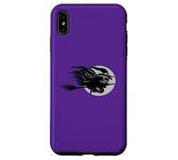 Sorcière Volante Assise à Cheval sur Un Balai Devant la Lune Art Coque pour iPhone XS Max