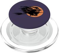 Sorcière Volante Assise à Cheval sur Un Balai Devant la Lune Art PopSockets PopGrip pour MagSafe