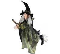 Widmann Décoration Sorcière volante sur balai 100 cm à suspendre Halloween Vert