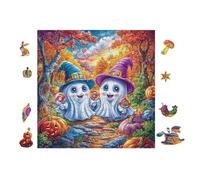 Sorcières avec des fantômes à Halloween 100 Pièces Puzzle Adolescent en Carton Anti-Déchirure Difficulté Moyenne Activité ÉduChative Jeu De Société Cadeau Anniversaire Pas Cher 28x28cm