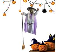 Sorcières D'Halloween En Plein Air - Sorcières Volantes D'Halloween - Décoration Effrayante Avec Balai Pour Jardin Et Maison | Sorcière Réaliste De 1,8 M Réaliste Avec Des Vêtements Flottants | Décora
