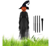 Sorcières Halloween Outdoor décorations, accessoires de piquets effrayants, affichage du porche de pelouse du cimetière, sorcière de capteur activé par le son, de fête de jardin, décoration f