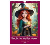 Sorcières météo mignonnes, Version française (Calendrier mural 2026 DIN A4 portrait), Calendrier CALVENDO mensuel