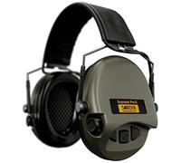 Sordin Pro-X Slim Protection auditive - 74302-X/L-S - Casque antibruit Actif pour la Chasse - en 352 - Coussinets en Mousse, Bandeau en Cuir & coquilles Vertes