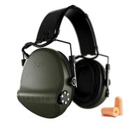 Sordin Supreme X2 (301004-10G-AMA) Protection auditive électronique - Noir avec coussins en gel et bandeau en cuir, double protection, 4 modes audio (SNR 29 / NRR 23), Vert, taille unique