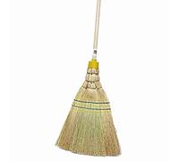 Sorex Balai industriel en paille de riz de qualité professionnelle 5 coutures Capuchon jaune 145 cm, naturel, 1 pièce