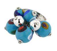 Sorgente Millefiori Murano Glass Ring - Aqua Blue