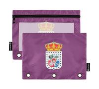 Soria Flag Lot de 2 trousses à crayons à 3 anneaux avec fermeture éclair pour classeurs d'école, pochettes transparentes Motif floral 24,9 x 18 cm