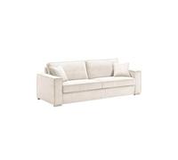 SORIAN - Canapé fixe 4 Places Velours Côtelé avec 2 Coussins Blanc - Altobuy Blanc