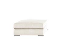 SORIAN - Pouf Repose Pieds Velours Côtelé Blanc -