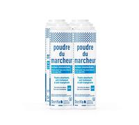 SORIFA - Lot de 4 - Poudre du Marcheur - Anti-transpirante - Absorbante - Pieds - Réduit la transpiration - Elimine odeurs et mycoses - Sans sels d’aluminium - Fabriqué en France - Poudreuse 100 gr