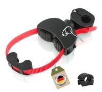Sorlpv Porte-vélos avec sangle à cliquet, 12 cm, sangle courte, porte-vélos, verrouillable, universel, pour tube en U : Ø 2,5-3 cm (rouge)
