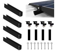 Sorlpv Support de panneau solaire pour 1 module - Kit de montage PV - Rail noir de 12 cm + pince réglable pour modules de 30 à 35 mm d'épaisseur - Support de panneau solaire en aluminium - Tôle