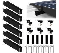 Sorlpv Support de panneau solaire pour 2 modules - Kit de montage PV - Rail noir de 12 cm + pince réglable pour modules de 30 à 35 mm d'épaisseur - Support de panneau solaire en aluminium - Tôle