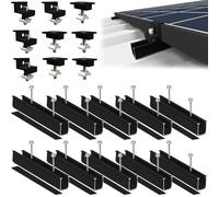Sorlpv Support de panneau solaire pour 4 modules - Kit de montage PV - Rail noir de 12 cm + pince réglable pour modules de 30 à 35 mm d'épaisseur - Support de panneau solaire en aluminium - Tôle