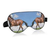 Sorrel Horse Galops in Field Masques pour les yeux Blocs de couverture Masque de sommeil léger Couverture d'abat-jour Bandeau relaxant pour les yeux avec sangle de tête réglable pour hommes femmes enf