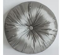 Sorrento PH3025-2 Coussin rond en imitation soie avec garnissage 100 % polyester Argenté 38 cm