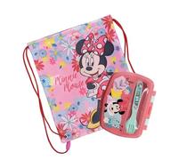 Sorrisini Boîte à Sandwich Enfant, Boîte à Déjeuner Avec Couverts, Sac de gym, Piscine, Natation, Lunch Box Avec Sac, Couverts, Minnie Mouse