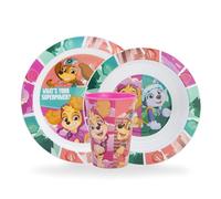 Sorrisini Ensemble de vaisselle pour enfant, Vaisselle réutilisable pour enfants, Services pour Enfant et adapté au micro-ondes, Set de table pour enfant, assiette et bol, tasse 260ml, Skye