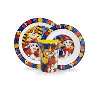Sorrisini Ensemble de vaisselle pour enfant, Vaisselle réutilisable pour enfants, Services pour Enfant et adapté au micro-ondes, Set de table pour enfant, assiette et bol, tasse 260ml, Paw Patrol