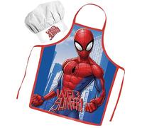 Sorrisini Tablier Cuisine Enfant L’Homme-Araignée, Toque de chef ajustable, Tabliers de Chef enfant pour Cuisson Pâtisserie, Peindre