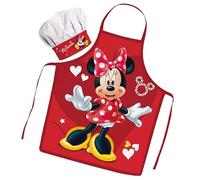 Sorrisini Tablier Cuisine Enfant, Tablier Toque Enfant, Toque de chef ajustable pour Cuisson Pâtisserie, Peindre, Tablier et Chapeau réglable Minnie