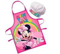 Sorrisini Tablier Cuisine Enfant, Tablier Toque Enfant, Toque de chef ajustable, Tabliers de Chef enfant pour Cuisson Pâtisserie, Peindre, Minnie Mouse Free Time