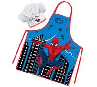 Sorrisini Tablier Cuisine Enfant, Tablier Toque Enfant, Toque de chef ajustable, Tabliers de Chef enfant pour Cuisson Pâtisserie, Peindre, L’Homme-Araignée