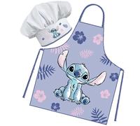 Sorrisini Tablier Cuisine Enfant, Tablier Toque Enfant, Toque de chef ajustable, Tabliers toque de Chef enfant pour Cuisson Pâtisserie, Peindre, Stitch Lilo