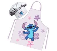 Sorrisini Tablier de cuisine pour enfants Stitch, ensemble chef enfant et chapeau, robe de cuisinier enfant, tablier et chapeau réglable pour la peinture, Lilo-City