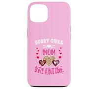 Sorry Girls Mommy is My Valentine Cœurs léopard et Plaid Coque pour iPhone 13