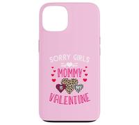 Sorry Girls Mommy is My Valentine Cœurs léopard et Plaid Coque pour iPhone 13