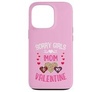 Sorry Girls Mommy is My Valentine Cœurs léopard et Plaid Coque pour iPhone 13 Pro