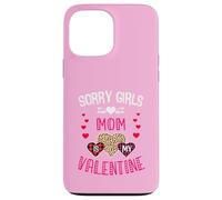Sorry Girls Mommy is My Valentine Cœurs léopard et Plaid Coque pour iPhone 13 Pro Max