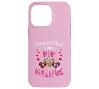 Sorry Girls Mommy is My Valentine Cœurs léopard et Plaid Coque pour iPhone 14 Pro Max