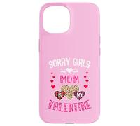 Sorry Girls Mommy is My Valentine Cœurs léopard et Plaid Coque pour iPhone 15