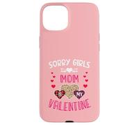 Sorry Girls Mommy is My Valentine Cœurs léopard et Plaid Coque pour iPhone 15 Plus