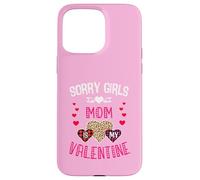 Sorry Girls Mommy is My Valentine Cœurs léopard et Plaid Coque pour iPhone 15 Pro Max