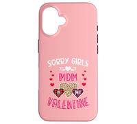 Sorry Girls Mommy is My Valentine Cœurs léopard et Plaid Coque pour iPhone 16