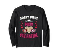 Sorry Girls Mommy is My Valentine Cœurs léopard et Plaid Manche Longue