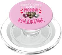 Sorry Girls Mommy is My Valentine Cœurs léopard et Plaid PopSockets PopGrip pour MagSafe
