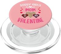 Sorry Girls Mommy is My Valentine Cœurs léopard et Plaid PopSockets PopGrip pour MagSafe