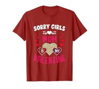 Sorry Girls Mommy is My Valentine Cœurs léopard et Plaid T-Shirt