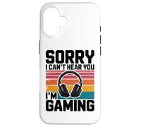 Sorry I Can't Hear You I'm Gaming Casque rétro Amusant pour Joueur Coque pour iPhone 16
