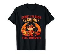 Sorry I'm Busy Saving The World Anime Chibi Hero T-Shirt