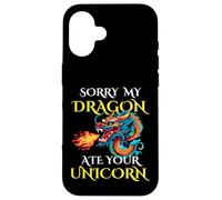 Sorry My Dragon Ate Your Unicorn pour garçons, Filles, Adultes, Adolescents Coque pour iPhone 16